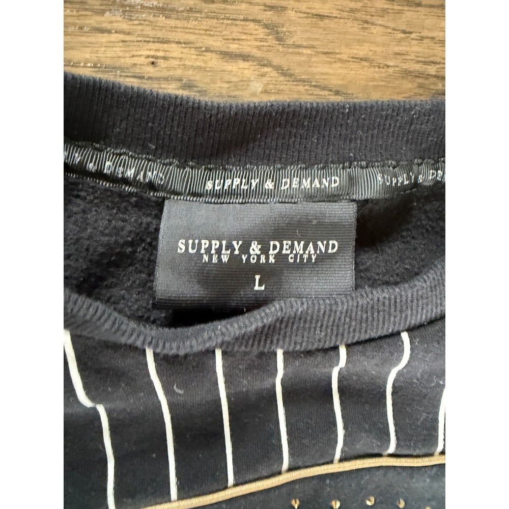 Supply & Demand NYC Mens Large Black Gold Snake Graphic Pinstripe Sweatshirt - Picture 2 of 3